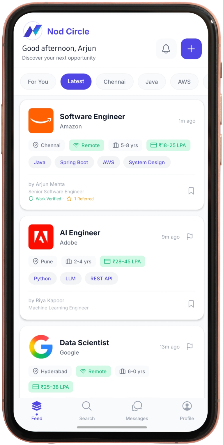 NodCircle App - Jobs Feed